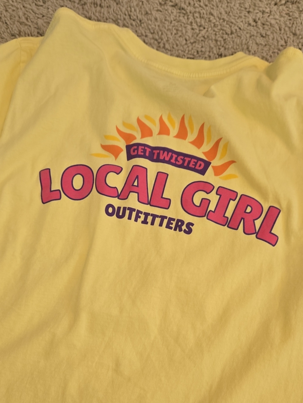 Local Girl Twisted Tea Yellow Tshirt, NWOT